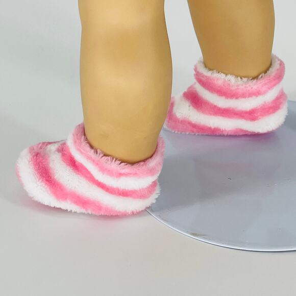 White And Pink Stripe Ankle Height Fluffy Socks for 18 Inch Dolls - GUC - Picture 5 of 12